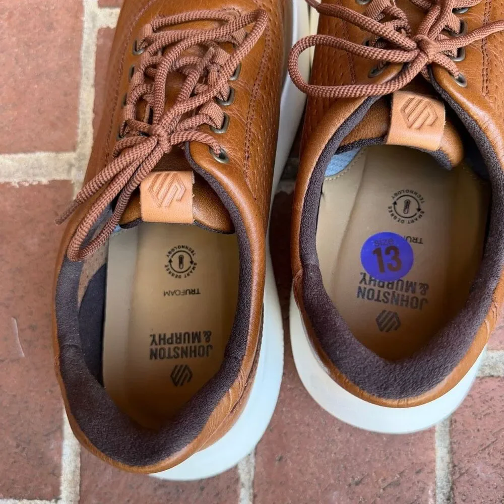 Johnston & Murphy Men's Amherst 2.0 Embossed U-Throat Sneakers Tan Size 13 NEW